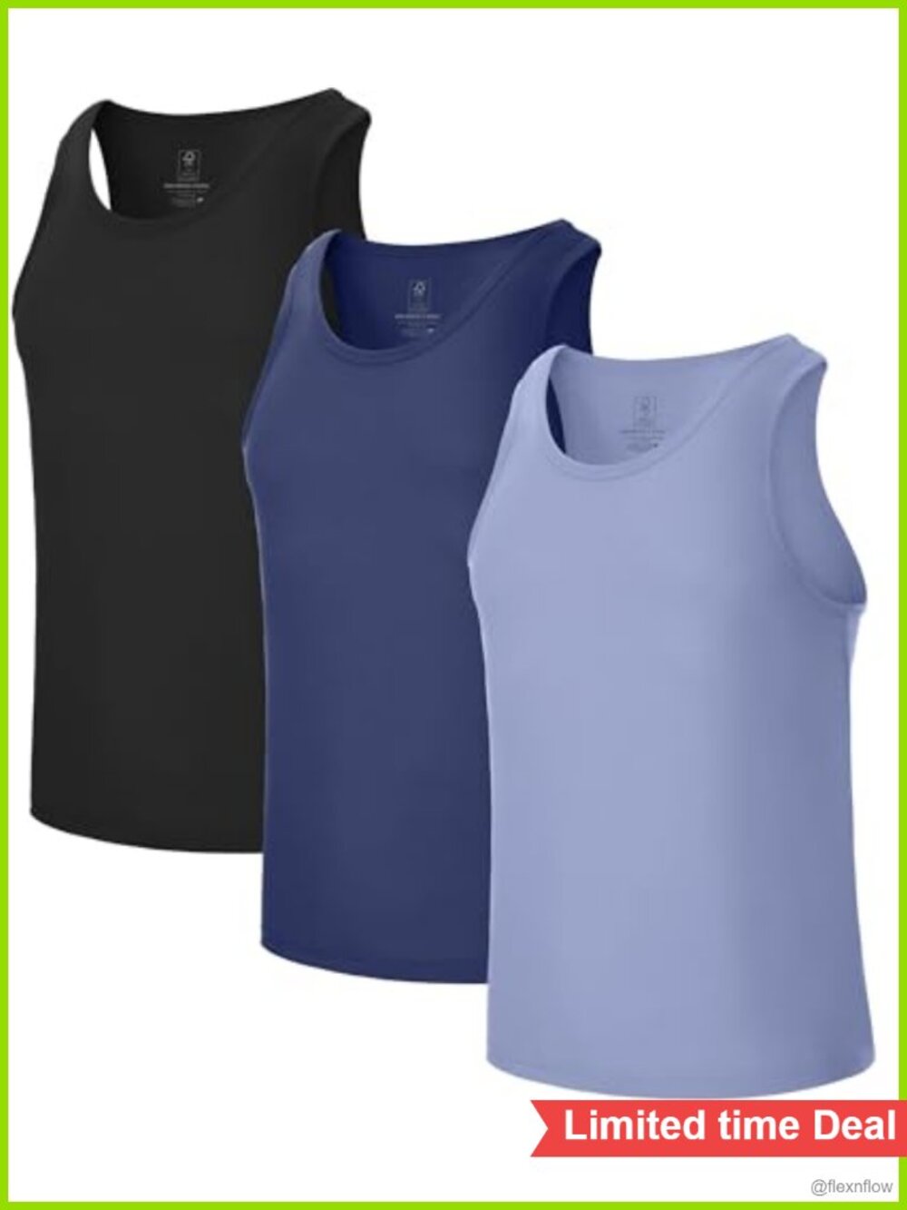 Men's Tank Top Undershirts Moisture Wicking Regular Fit 3 Pack